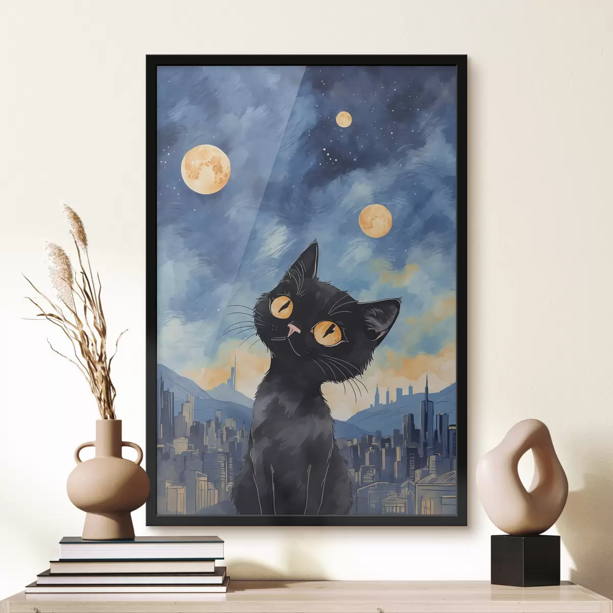 Plakāts Kaķis uz pilsētas fona f38861