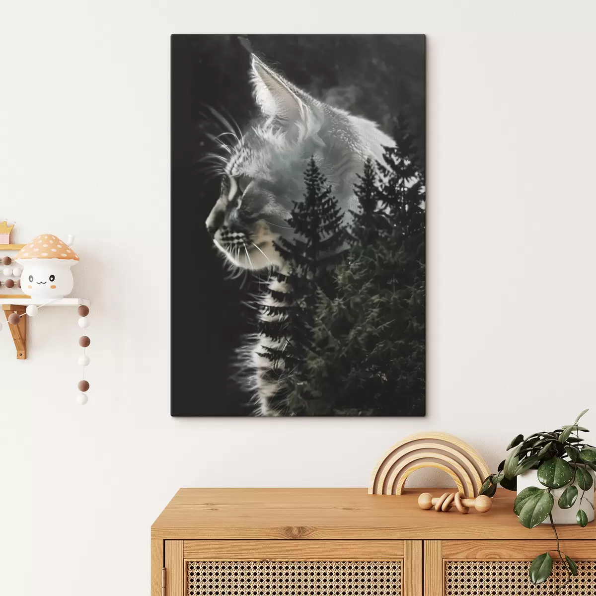 Glezna Kaķis ar Ziemassvētku eglītēm s39028