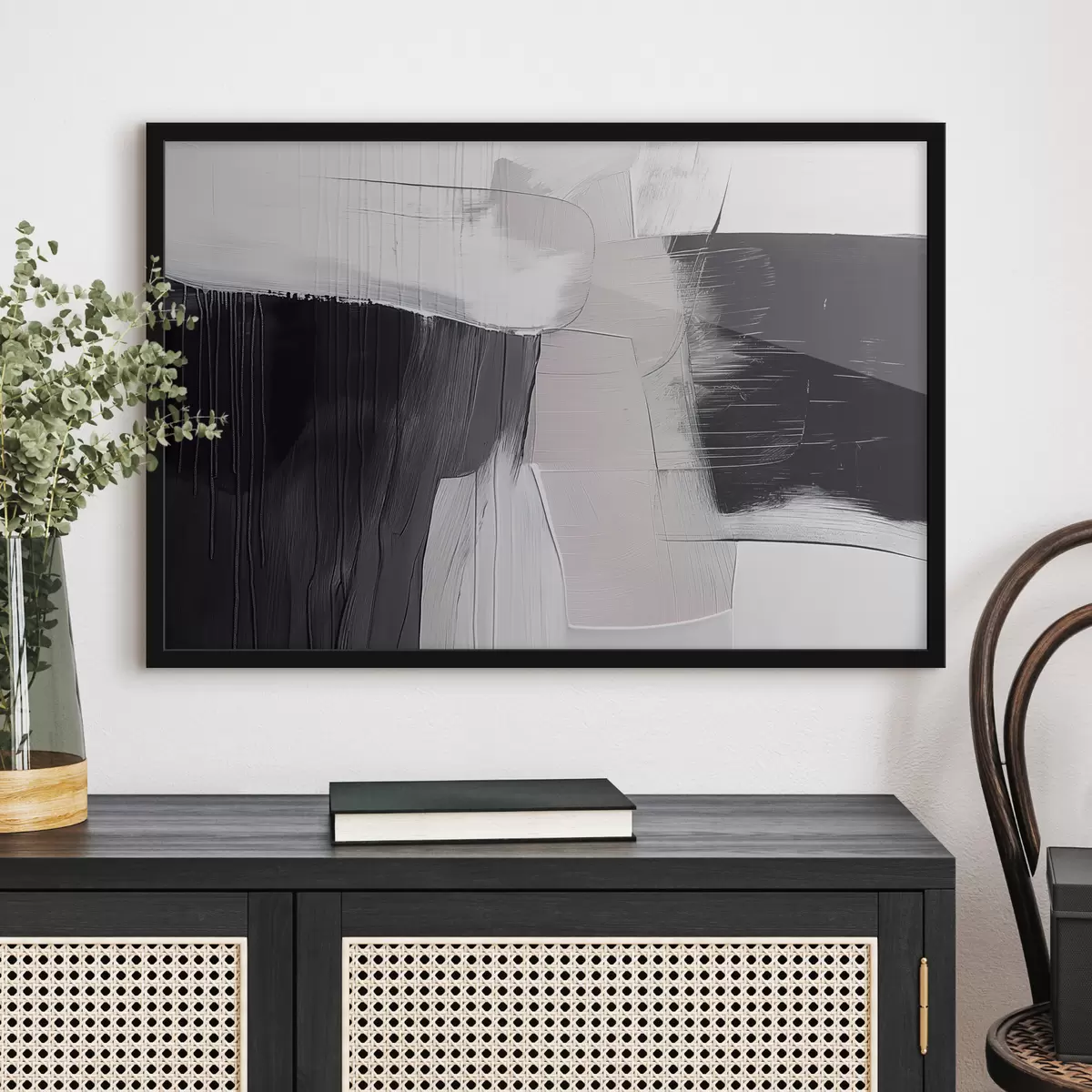 Plakāts Pelēka un bēša abstrakcija f39015