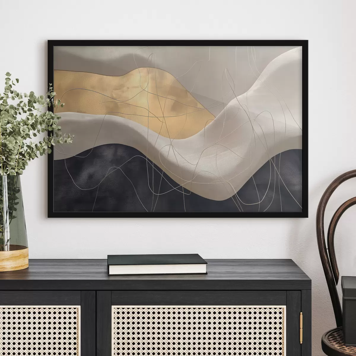 Plakāts Abstrakcija ar viļņiem un līnijām f39053