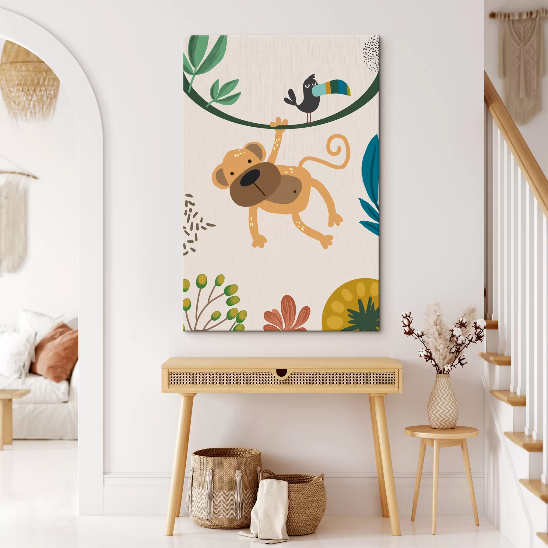 Fototapetes Pērtiķis džungļos safari stilā, boho s39094