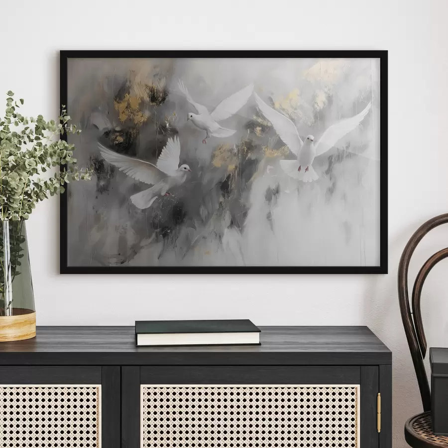 Fototapetes Balti baloži uz pelēka fona f39101