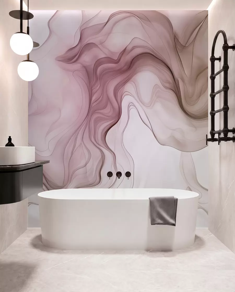 Fototapetes Pastels, abstrakti viļņi uz gaiša fona w01185v2