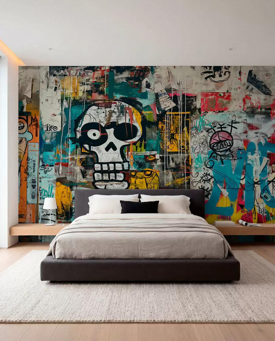 Fototapetes Krāsaini grafiti Basquiat stilā w01187