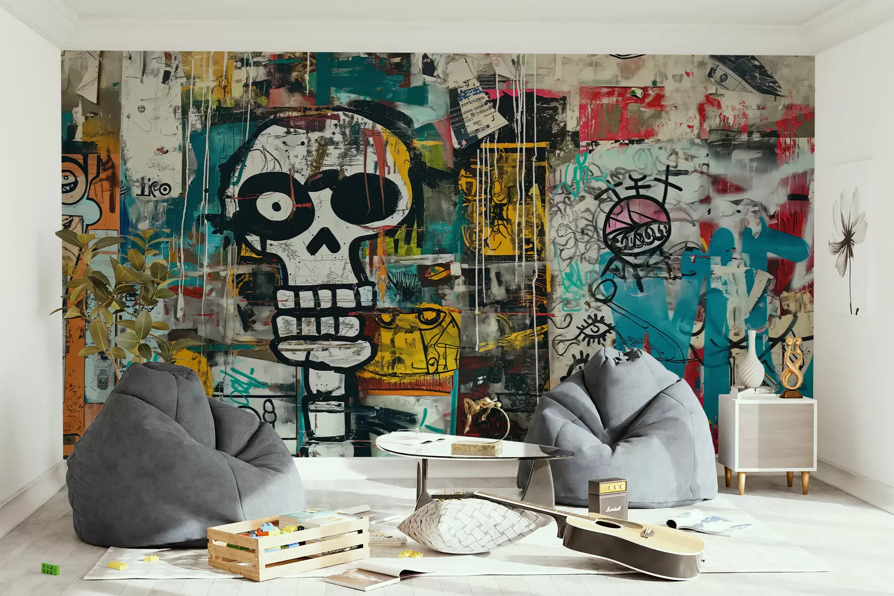 Fototapetes Krāsaini grafiti Basquiat stilā w01187