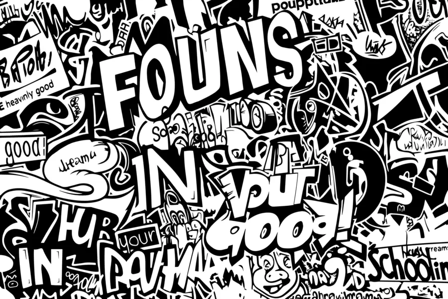 Fototapetes Melnbaltie grafiti w01190