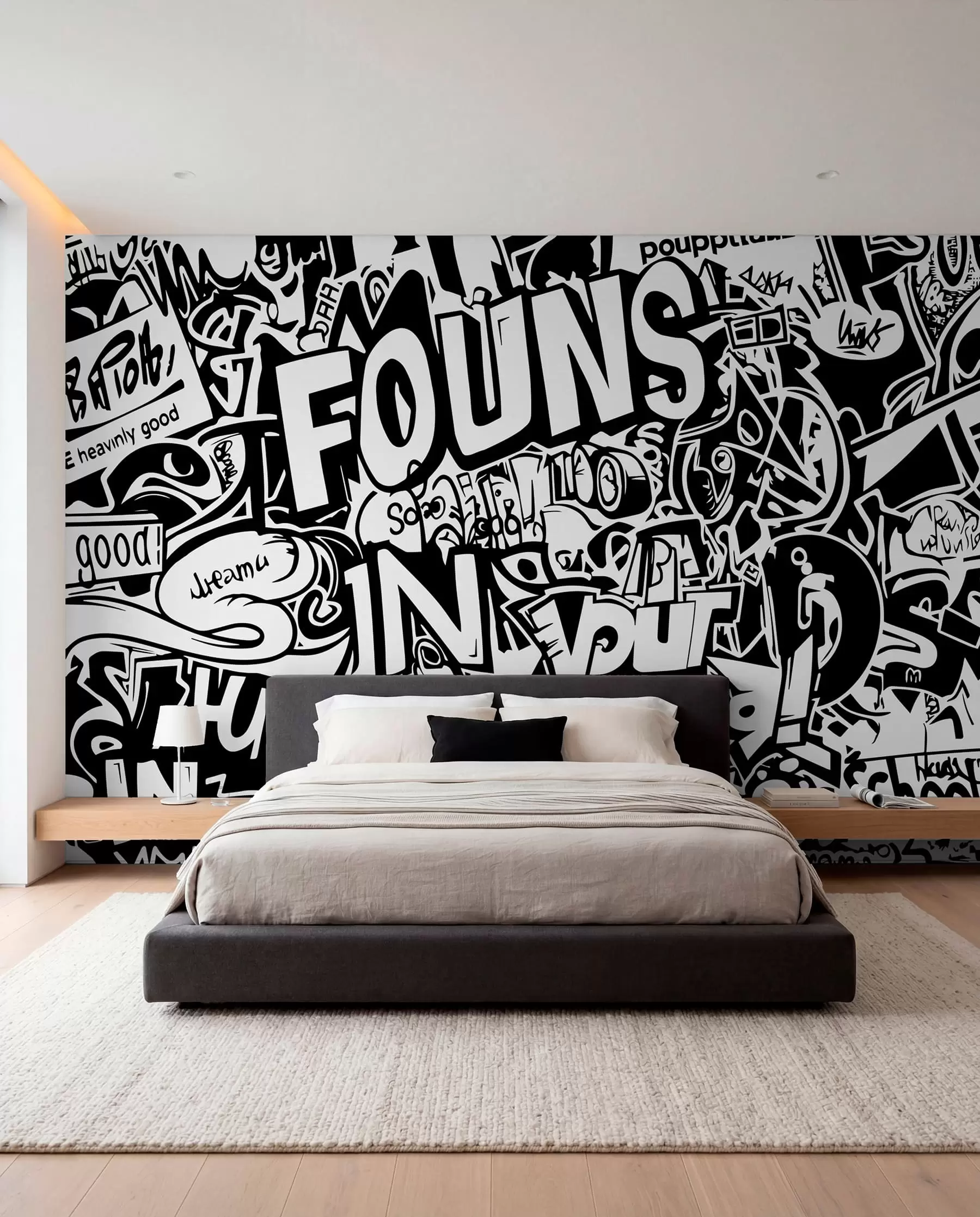 Fototapetes Melnbaltie grafiti w01190