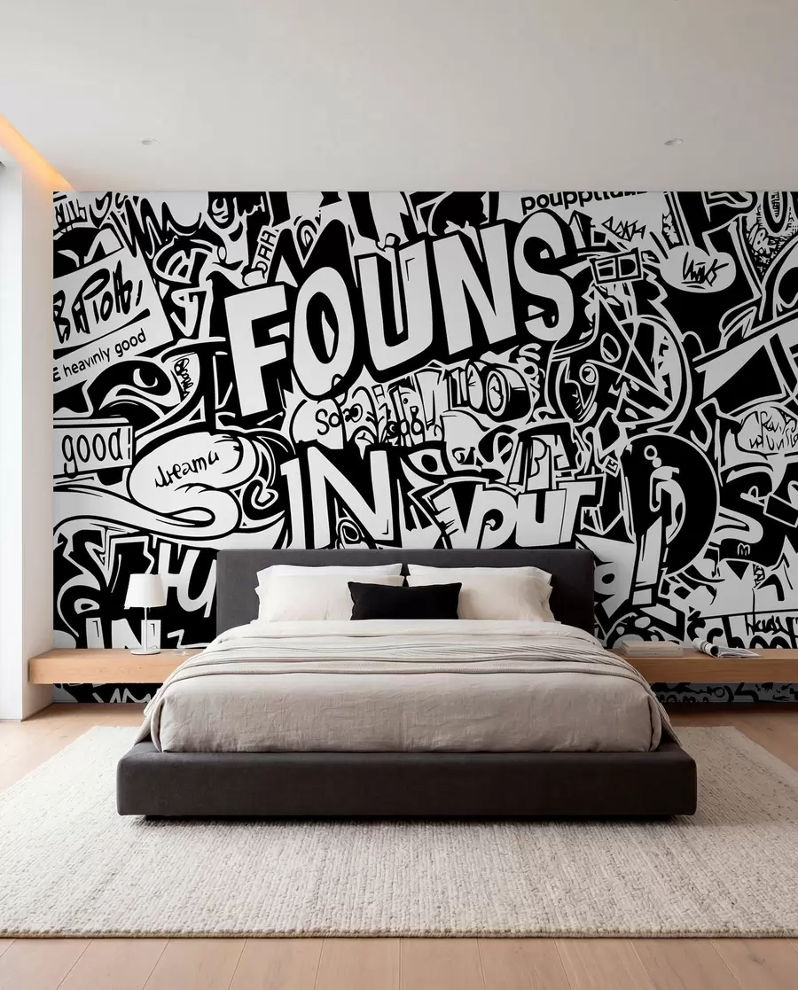 Fototapetes Melnbaltie grafiti w01190