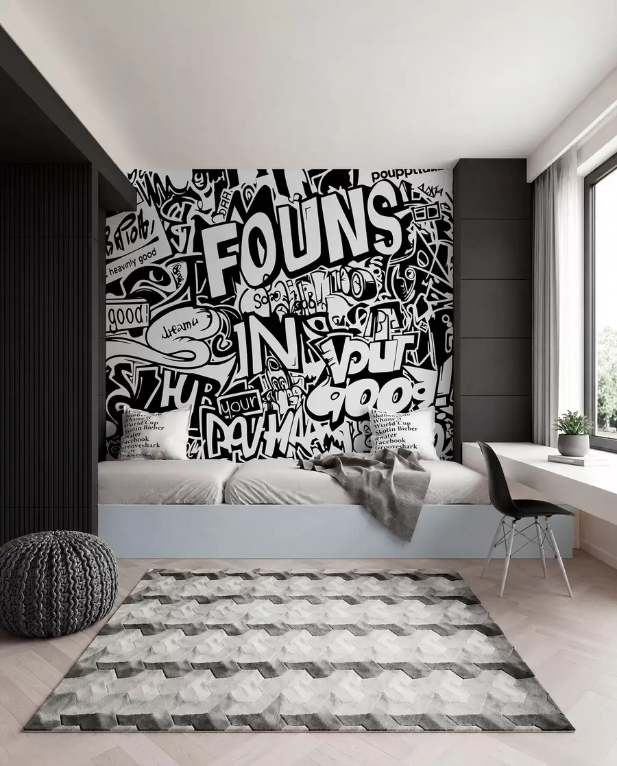 Fototapetes Melnbaltie grafiti w01190