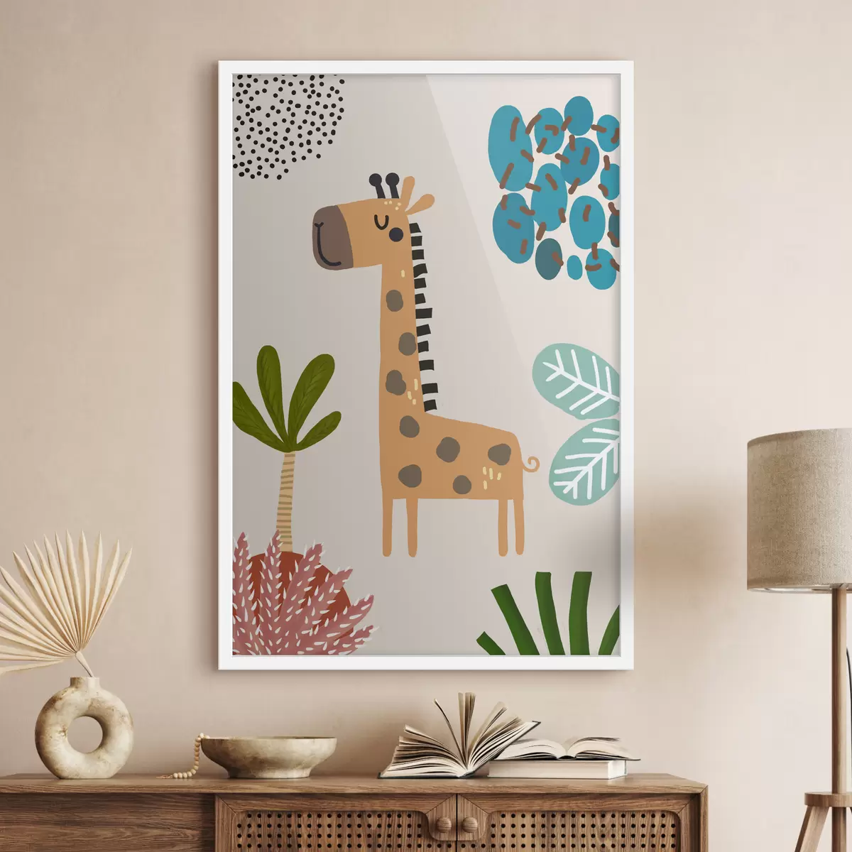 Plakāts Žirafe džungļos safari stilā, boho f39096