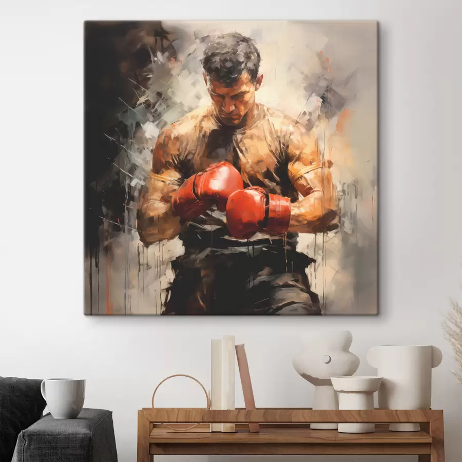 Glezna Bokseris sarkanos cimdos, eļļas glezna s39180