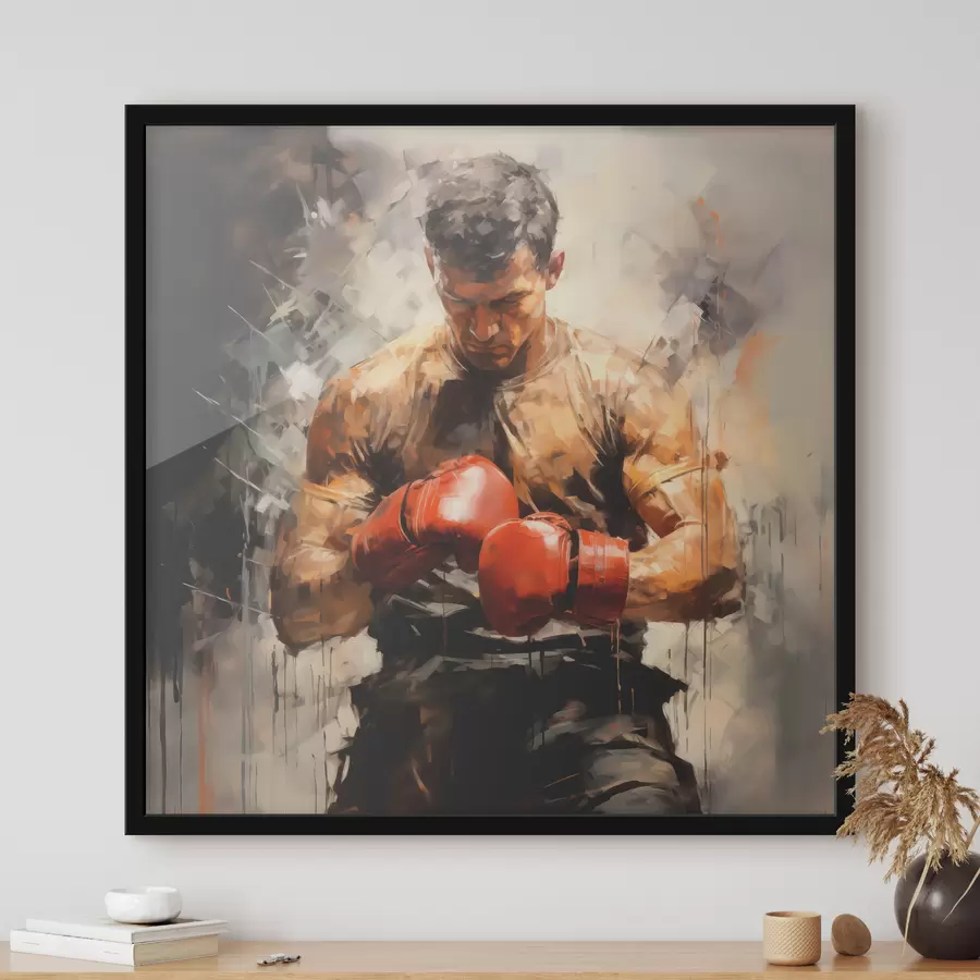 Glezna Bokseris sarkanos cimdos, eļļas glezna f39180