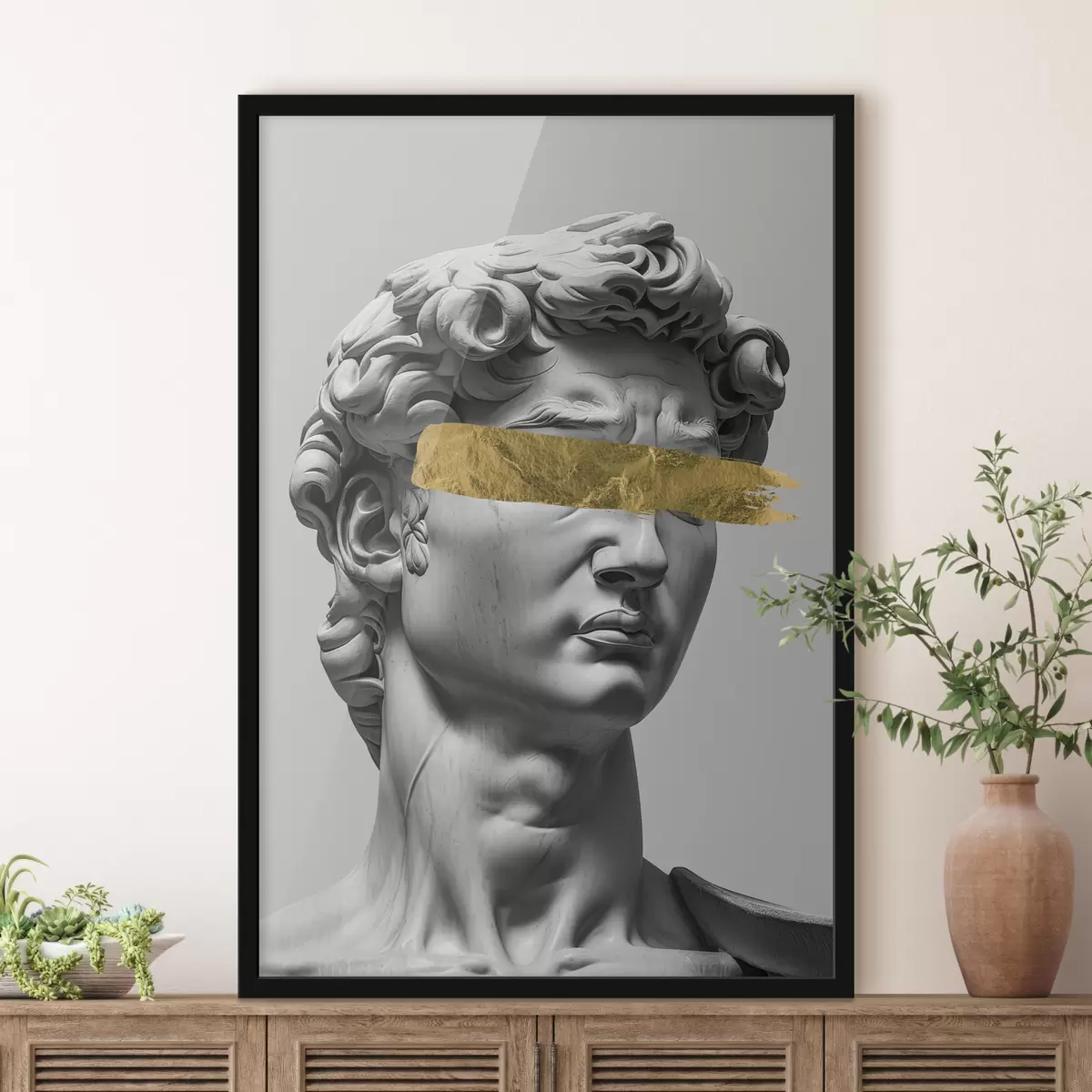 Plakāts Mūsdienīga Dāvida skulptūra ar aizvērtām acīm f26129