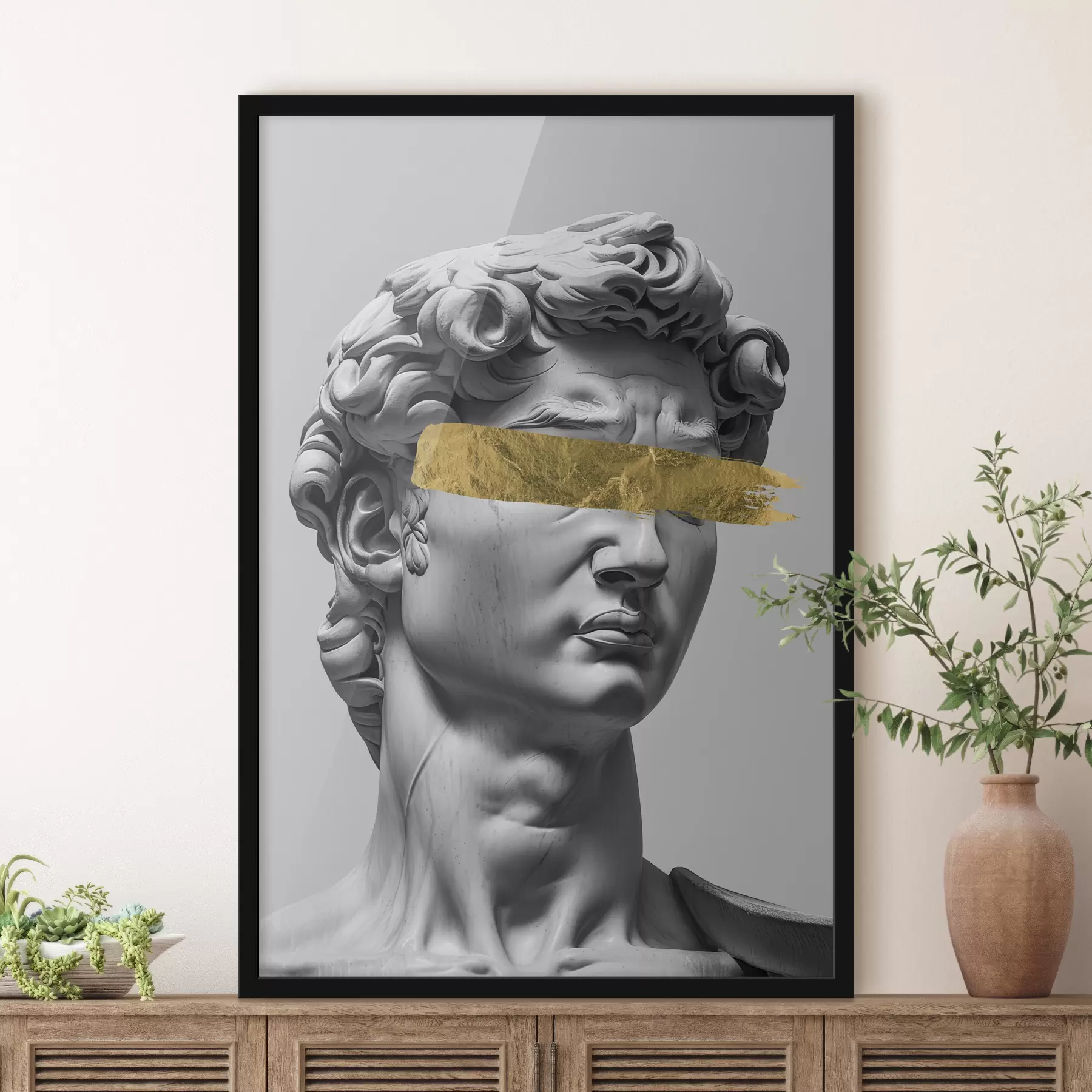 Glezna Mūsdienīga Dāvida skulptūra ar aizvērtām acīm f26129