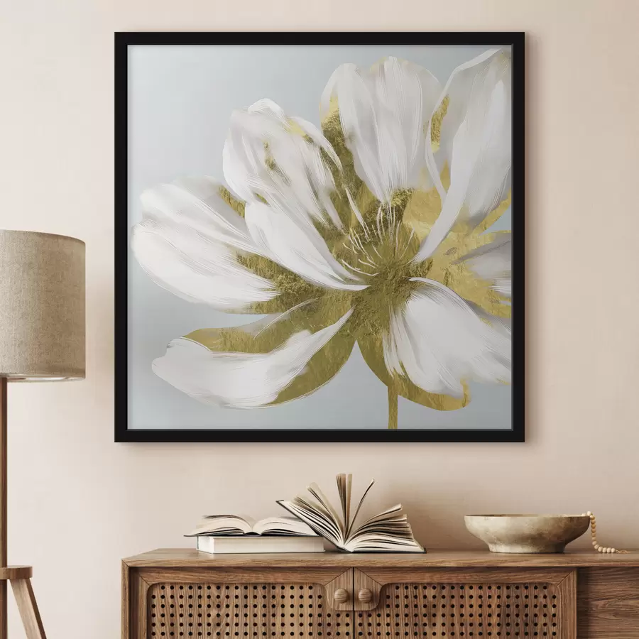 Fototapetes Liels, abstrakts zieds uz zila fona f26121