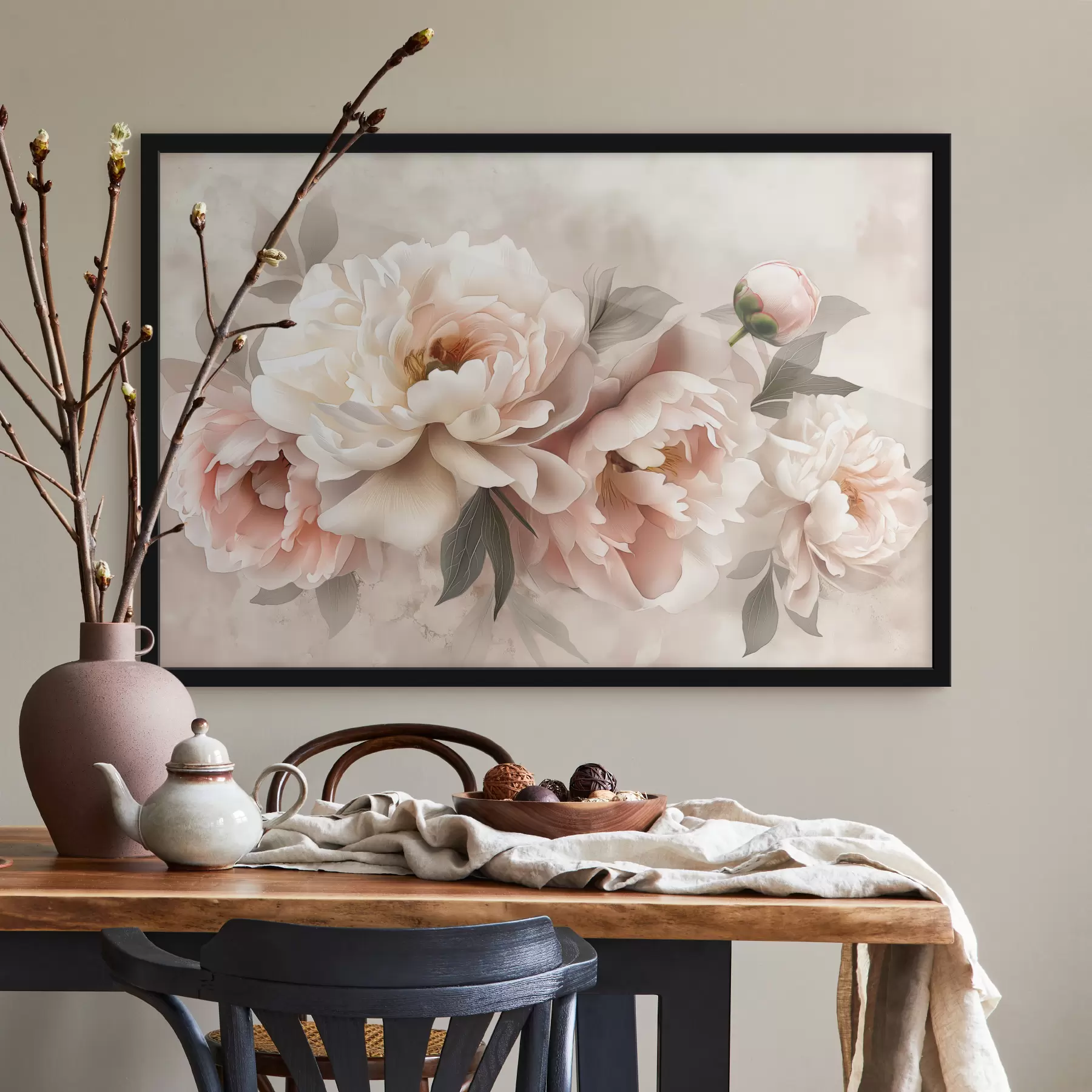 Fototapetes abstrakts peoniju pušķis rozā toņos f39324