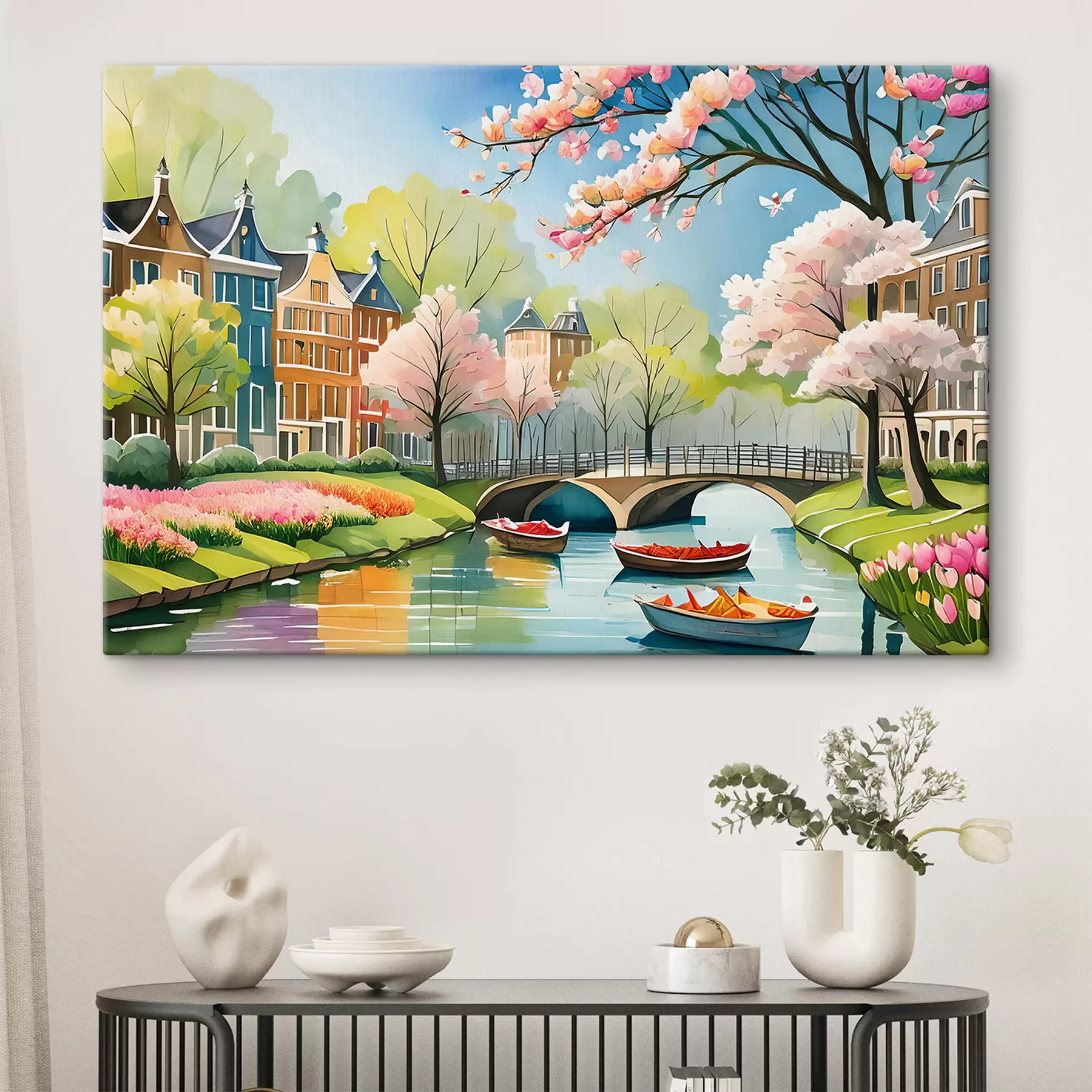 Fototapetes ziedoši koki Amsterdamā pavasarī s39301