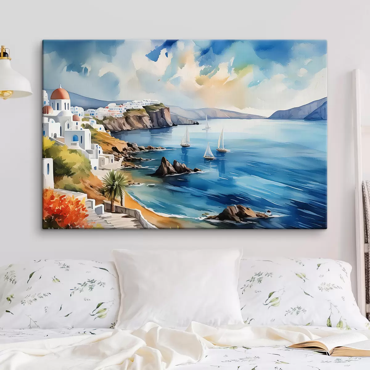 Glezna Skats uz Santorini pilsētu s39304