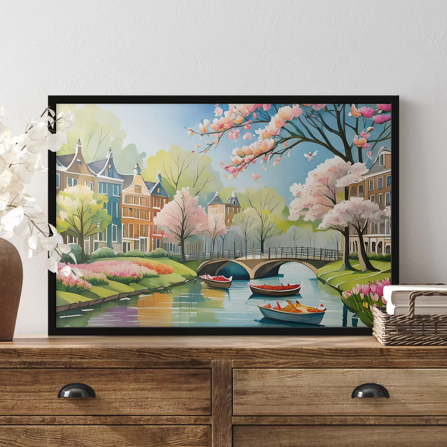 Fototapetes ziedoši koki Amsterdamā pavasarī f39301