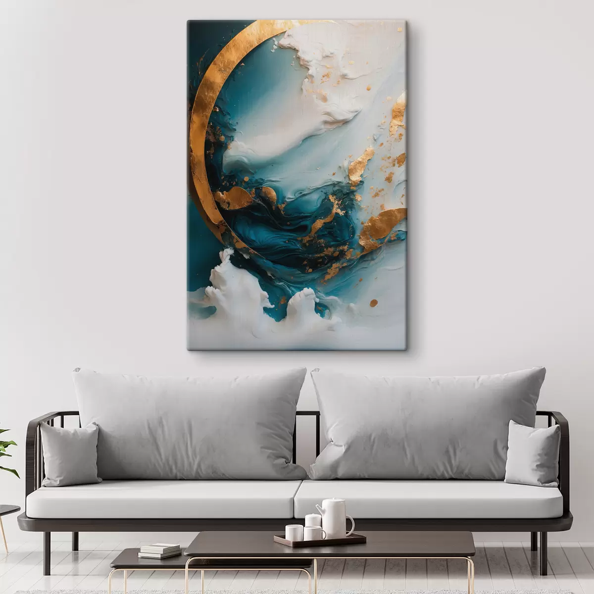 Glezna Abstrakcija ar zilu un baltu krāsu s39154