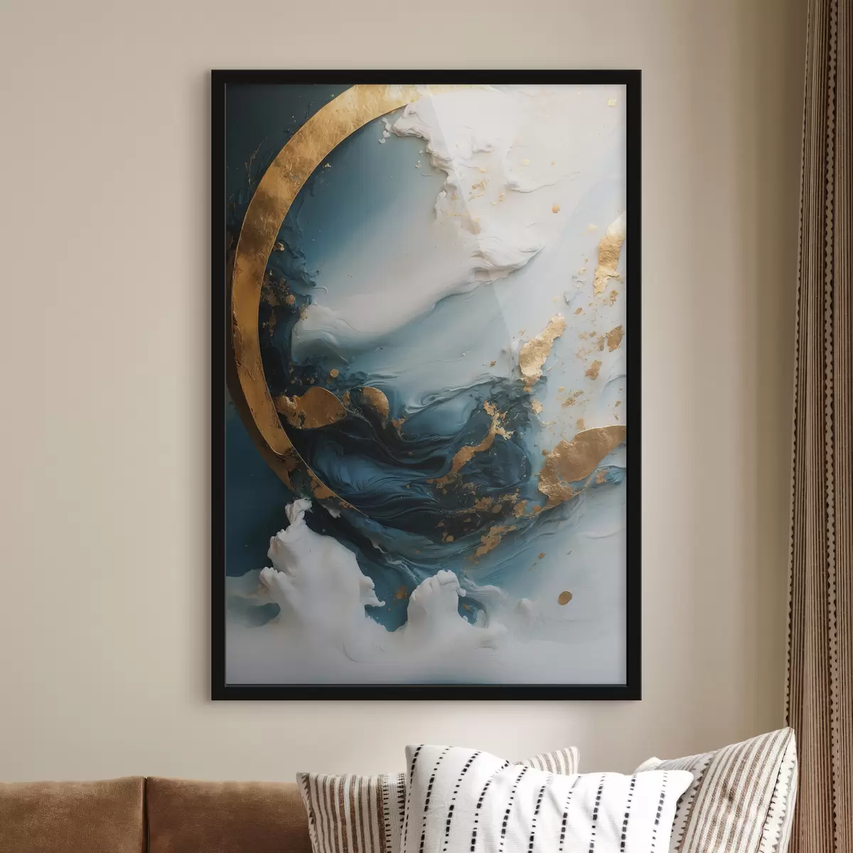 Plakāts Abstrakcija ar zilu un baltu krāsu f39154