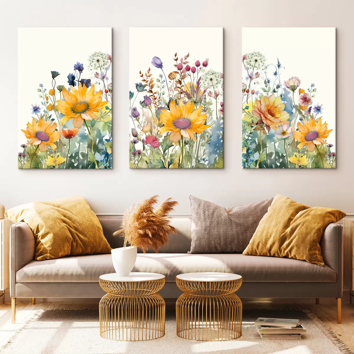 Glezna Krāsaini vasaras akvareļu savvaļas ziedi m00333