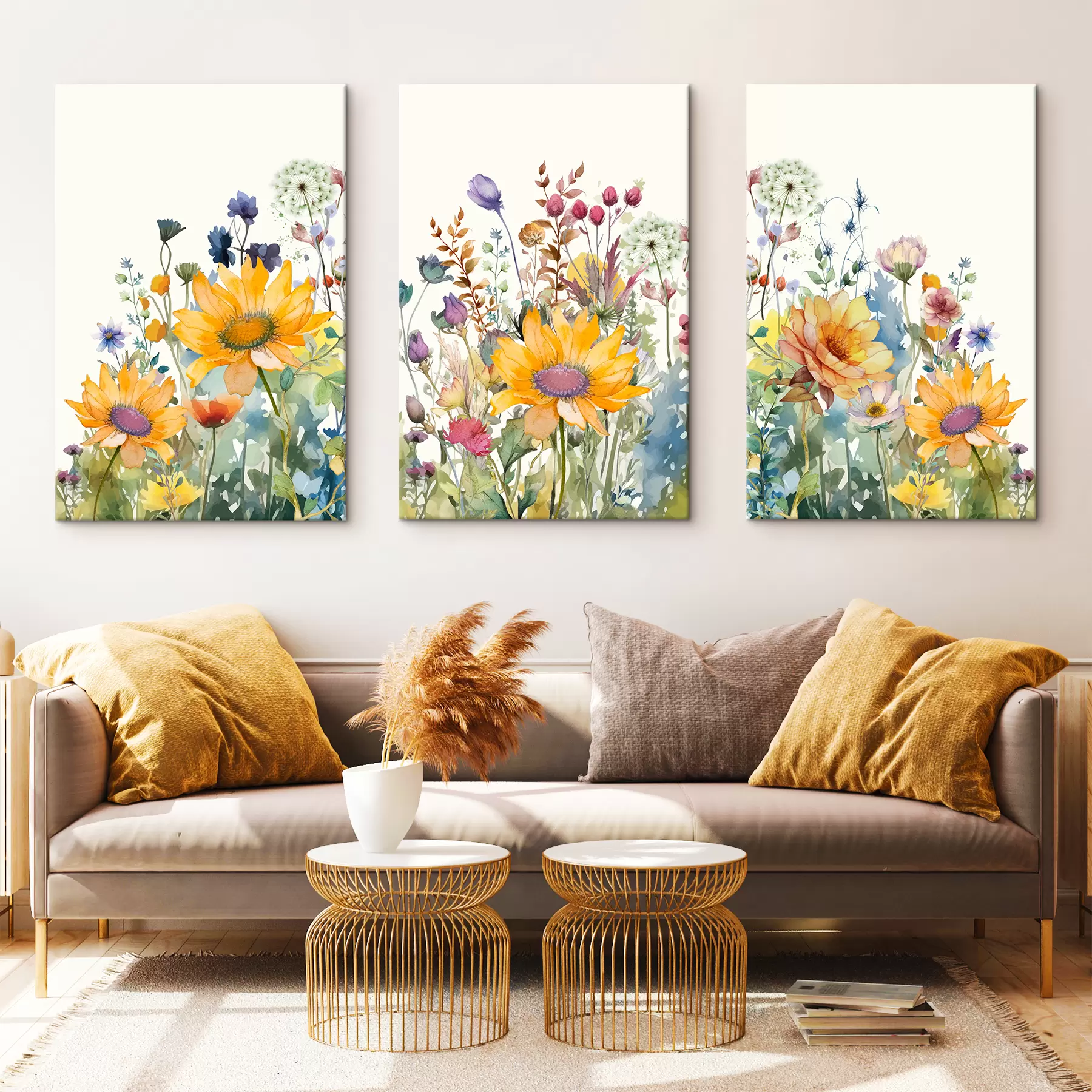 Glezna Krāsaini vasaras akvareļu savvaļas ziedi m00333