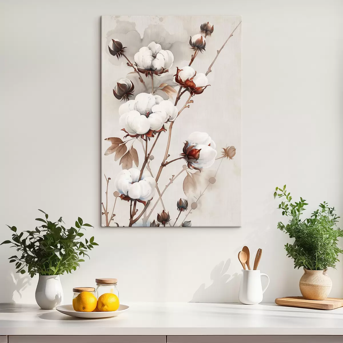 Glezna Kokvilnas zari akvareļa stilā s39215