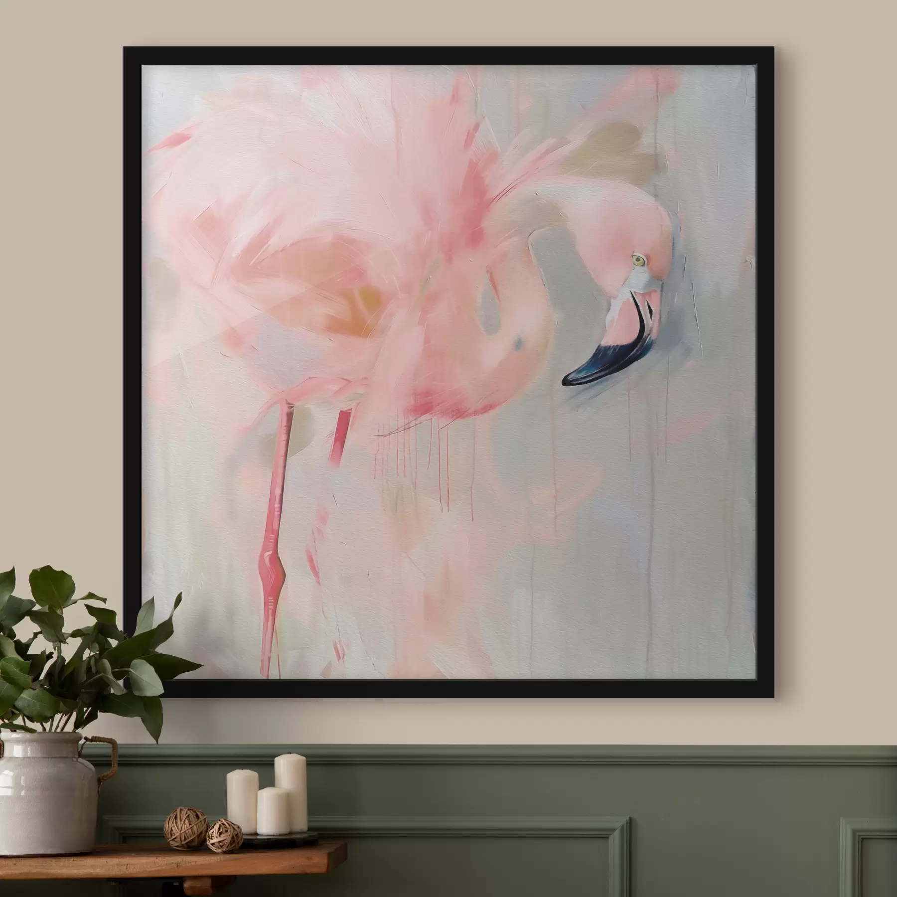 Glezna Rozā flamingo putns f39541