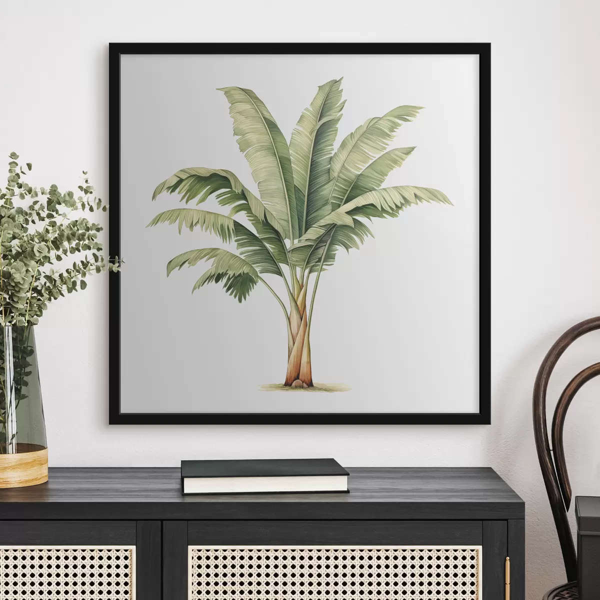 Plakāts Banānu palmas akvareļkrāsas minimālisma ilustrācija f39562