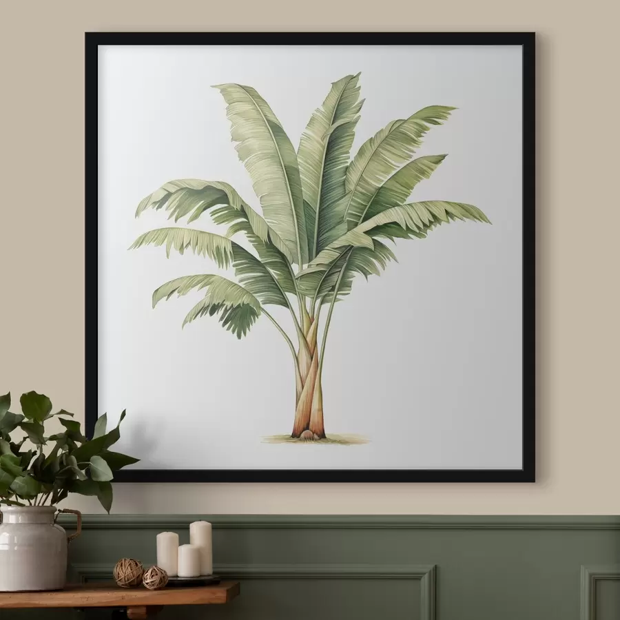 Fototapetes Banānu palmas akvareļkrāsas minimālisma ilustrācija f39562