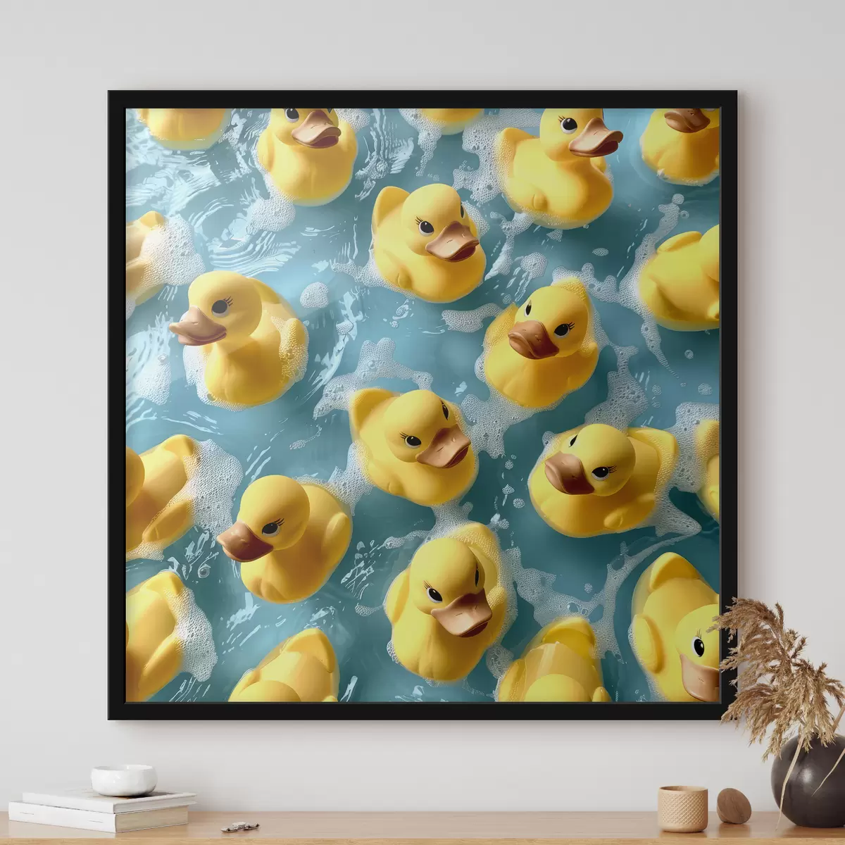 Plakāts Reālistiskas gumijas pīles, kas peld ūdenī f39469