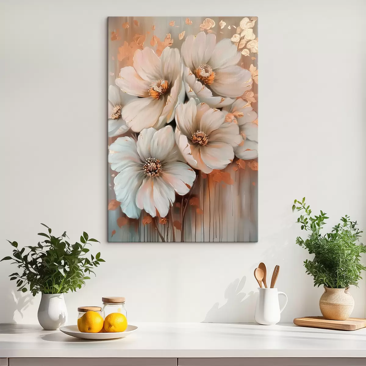 Glezna Baltie ziedi s39551