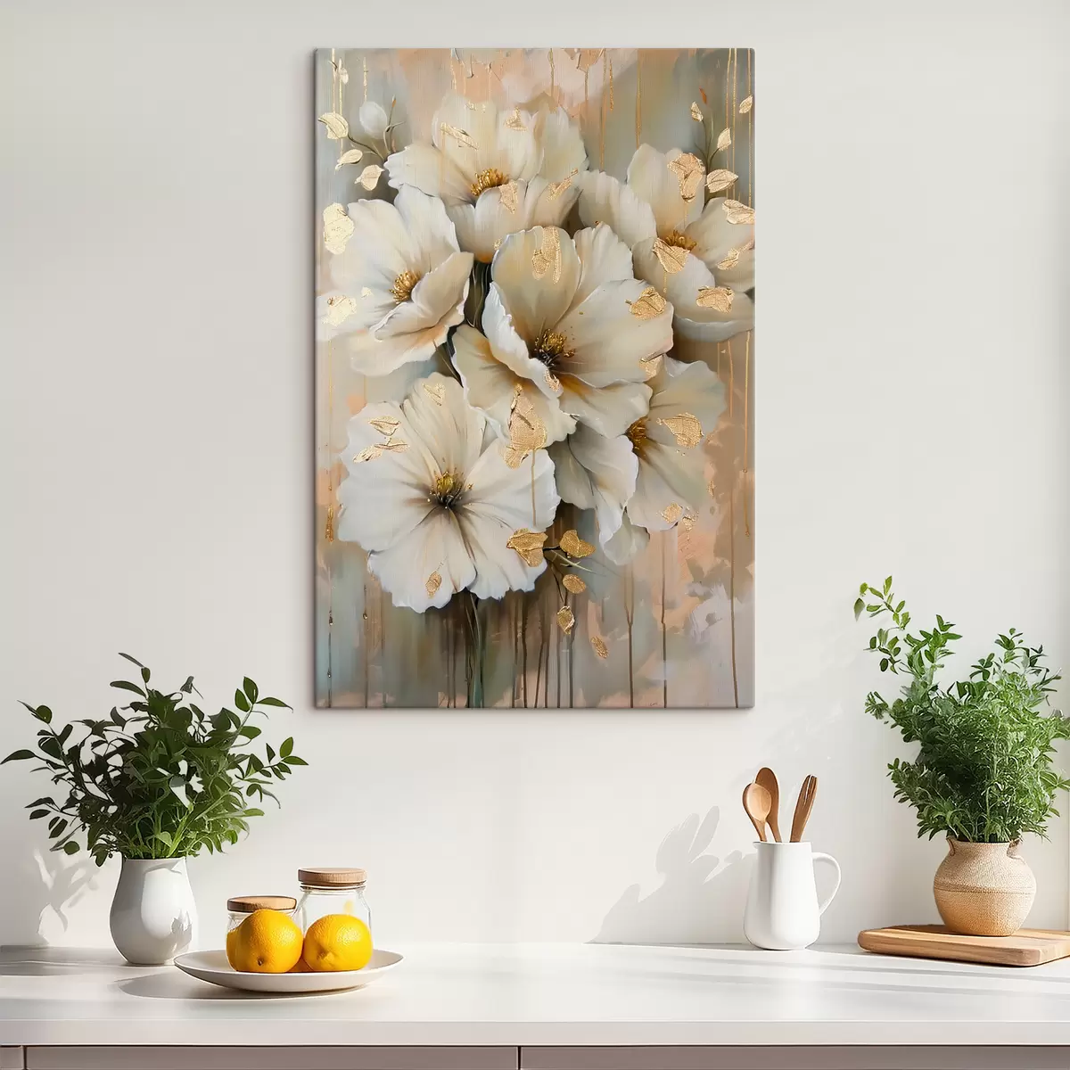 Glezna Baltie ziedi s39555