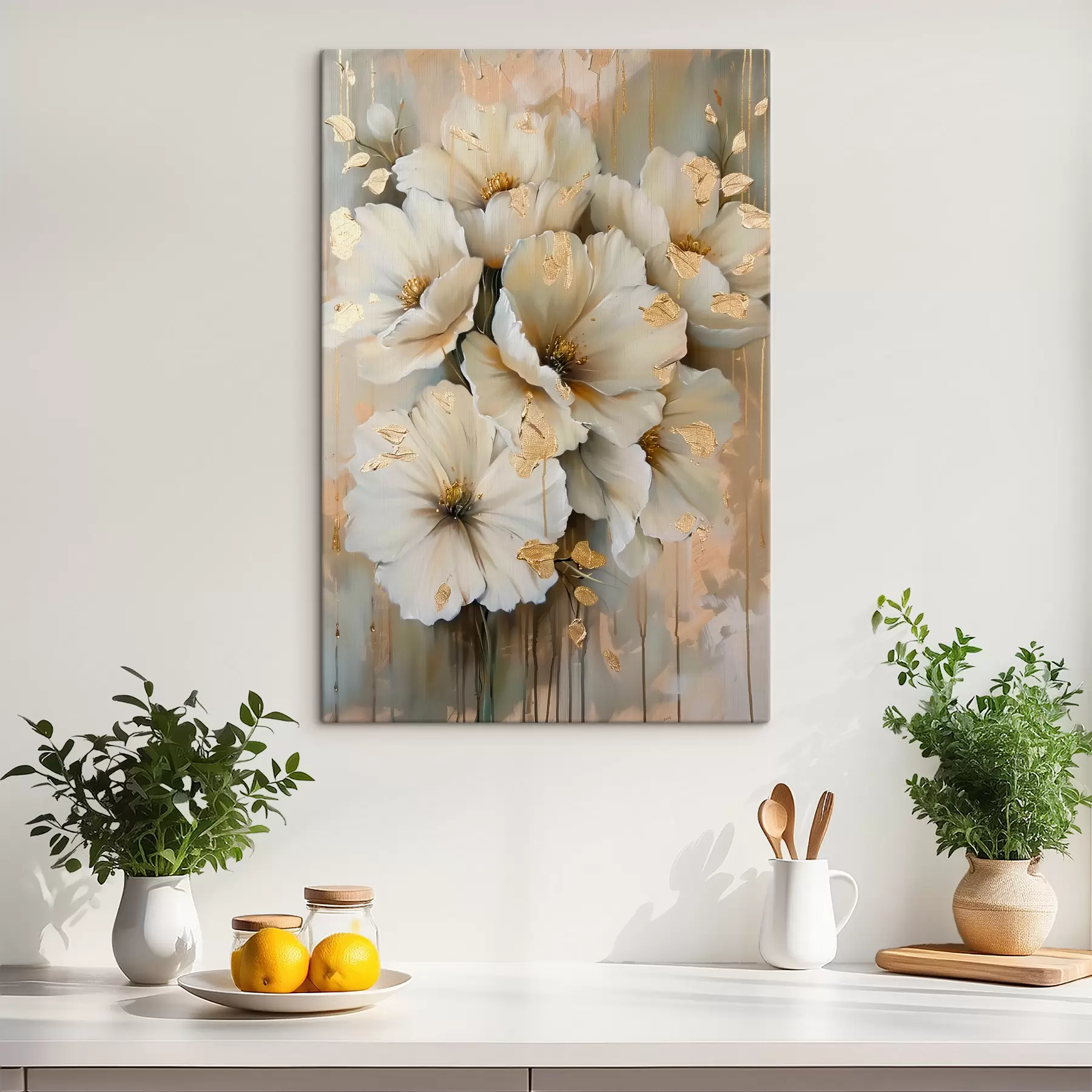 Glezna Baltie ziedi s39555