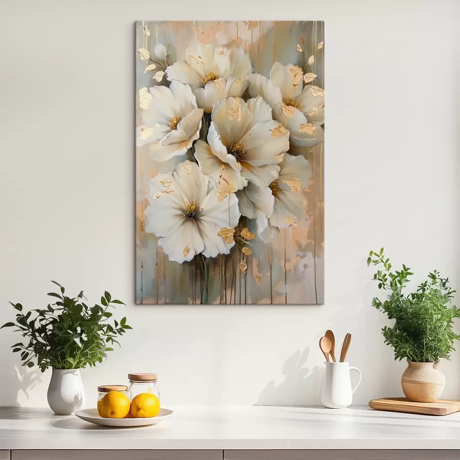 Glezna Baltie ziedi s39555