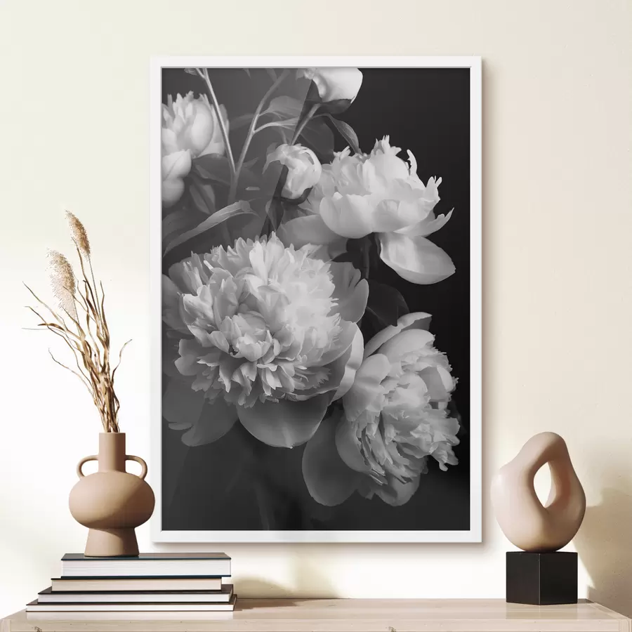 Glezna Melnbaltās peonijas f39547