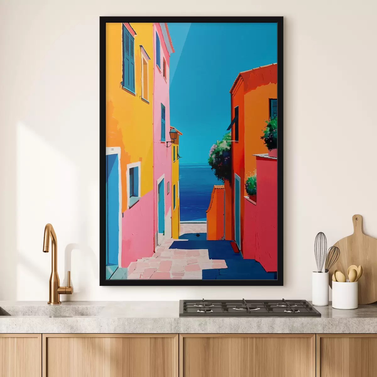 Plakāts Skats uz jūru un gaiša iela f39582