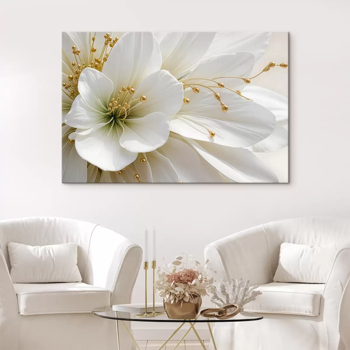 Glezna Liela balta zieda tuvplāns ar smalkām ziedlapiņām s39507