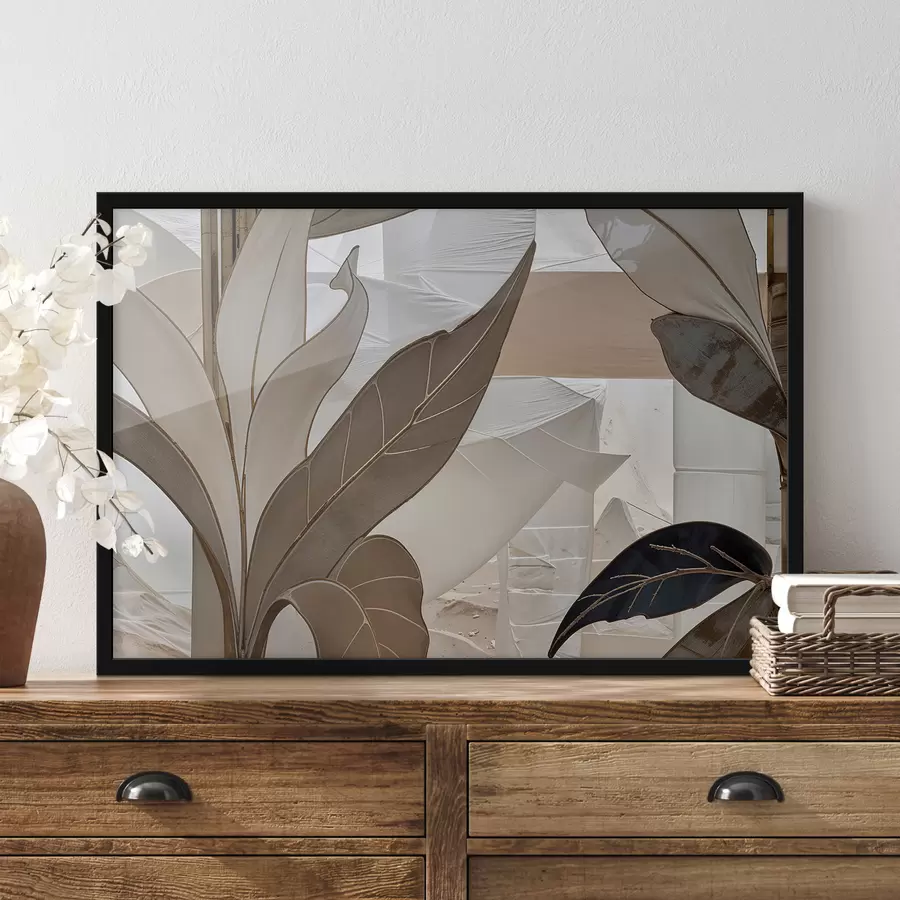 Fototapetes Abstrakta ģeometriskā raksta tuvplāna skats ar pārklājošām formām un faktūrām smilškrāsas toņos f39498