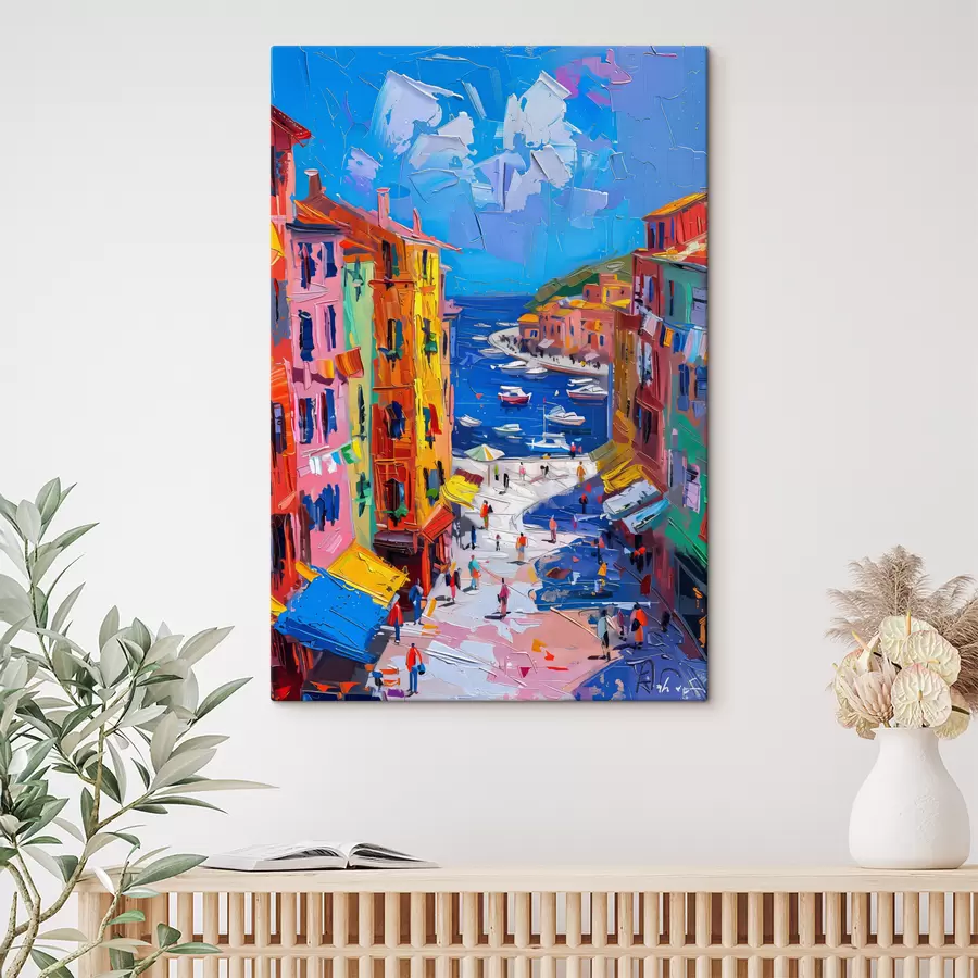 Glezna Franču ciems krēslas stundā: iespaids Van Goga stilā s39627