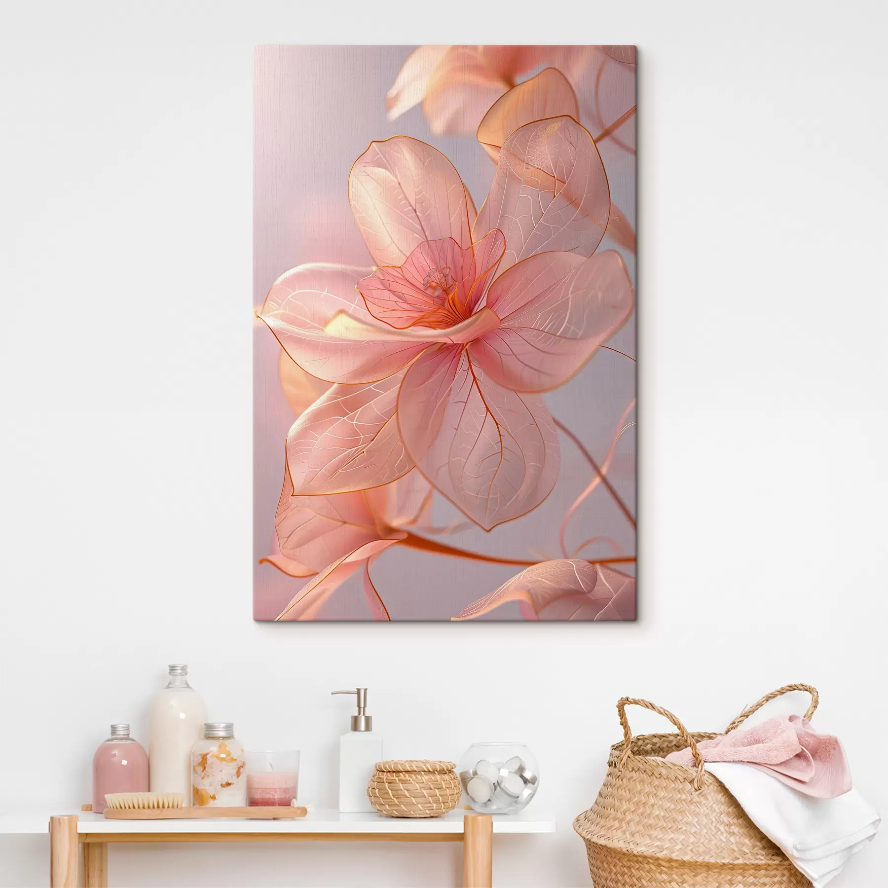 Fototapetes Maigi rozā ziedi ar gludām līnijām: minimālisms un smalkas detaļas s39632