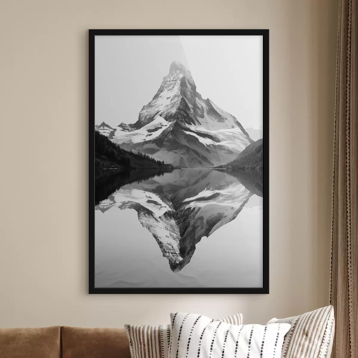 Plakāts Melnbalts kalna attēls minimālisma stilā f39638