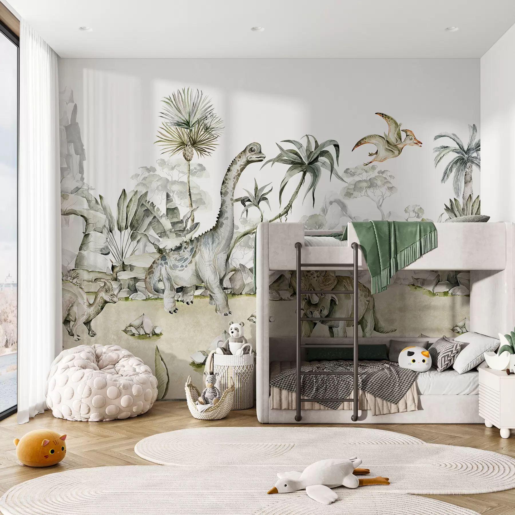 Fototapetes Dinozauru pasaule akvareļu stilā w00847