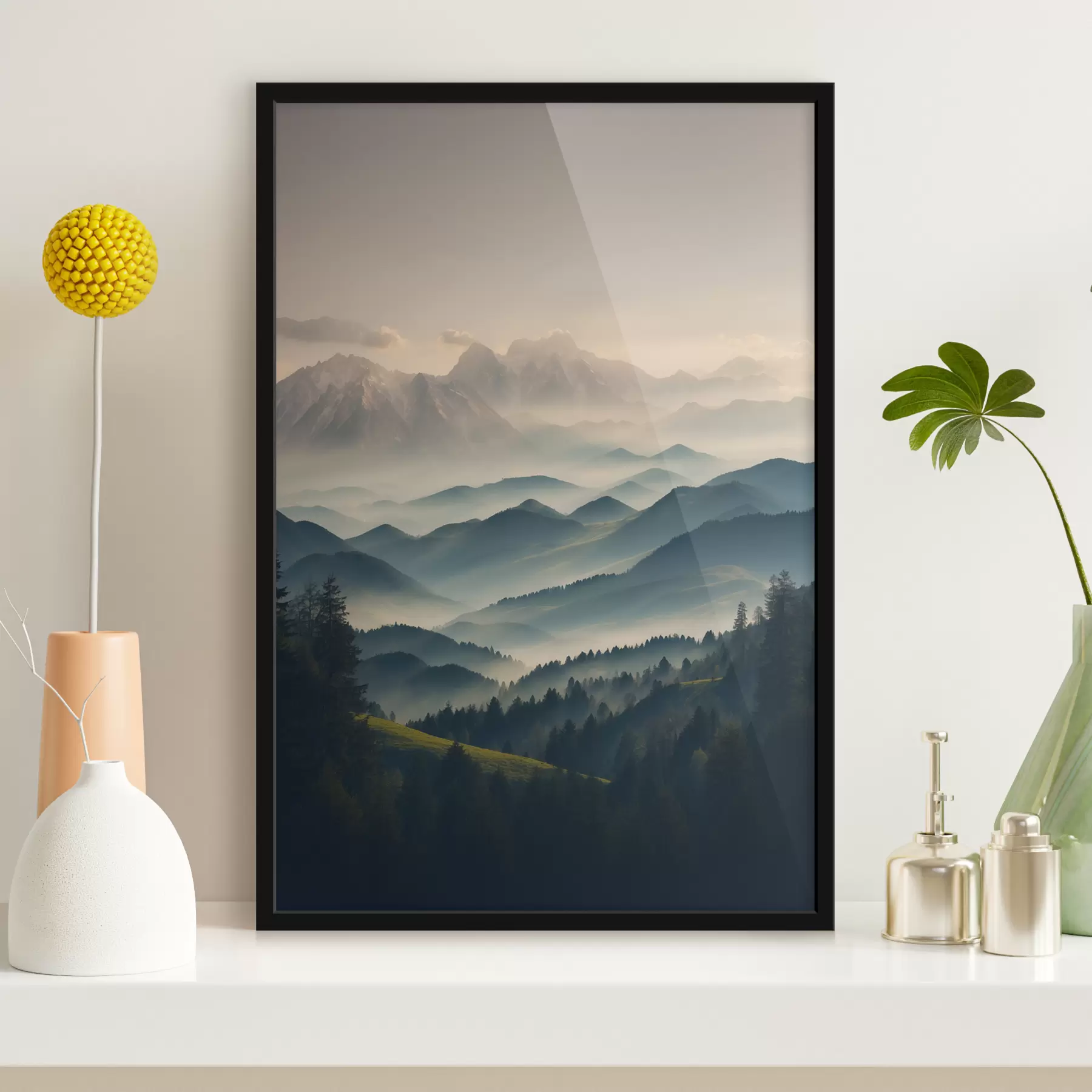 Glezna Skats uz miglainiem kalniem f39596