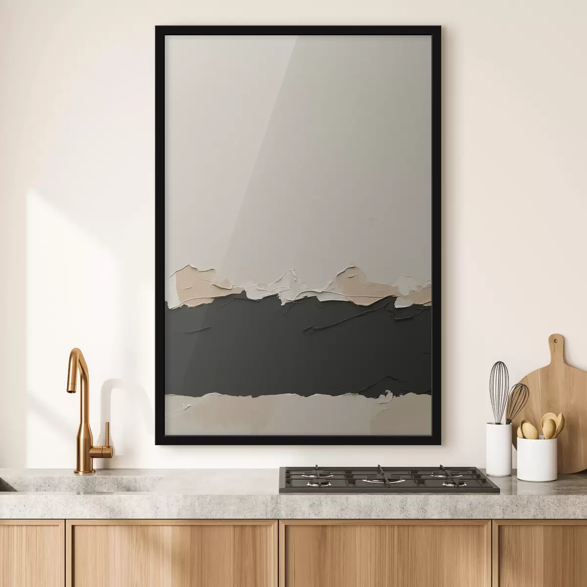 Plakāts Abstrakta glezna ar baltu un melnu krāsu f39609