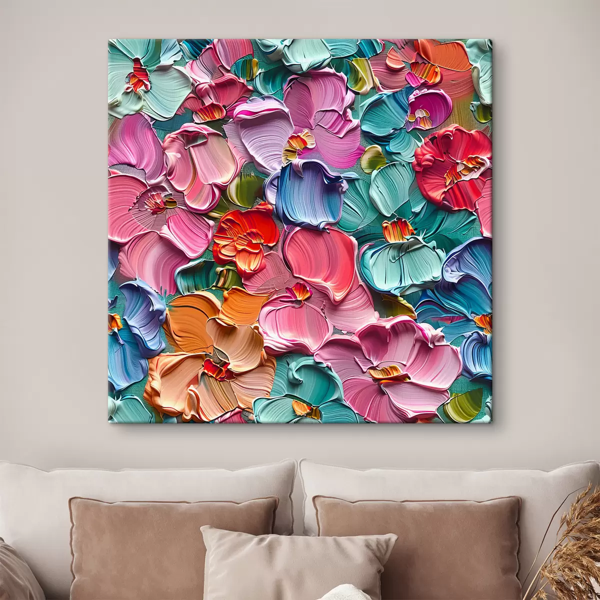 Glezna Ziedu akrila kompozīcija ar otas triepieniem" s39736