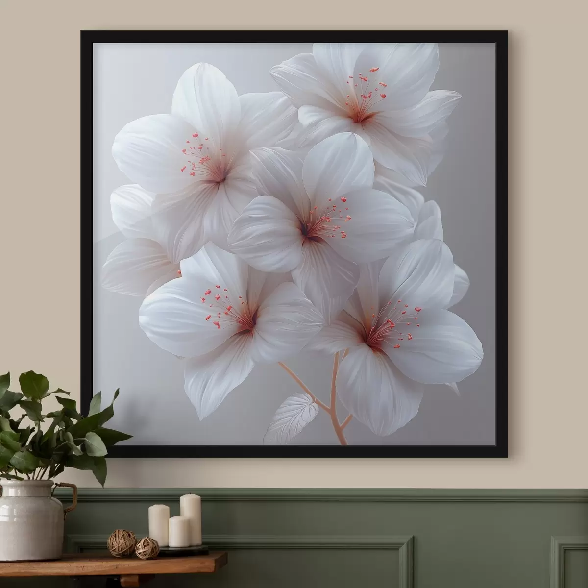 Plakāts Elegantas un minimālistiskas baltas lilijas f39761