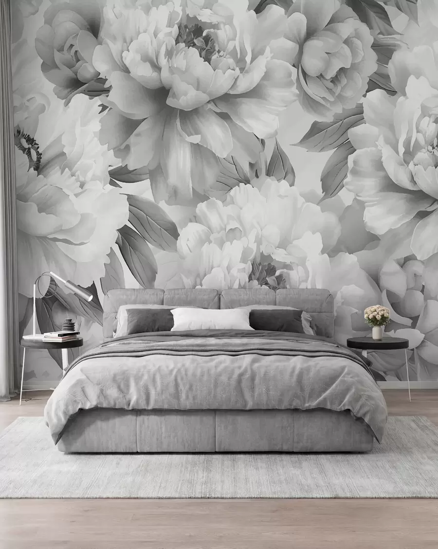 Fototapetes Melnbaltās peonijas w08068