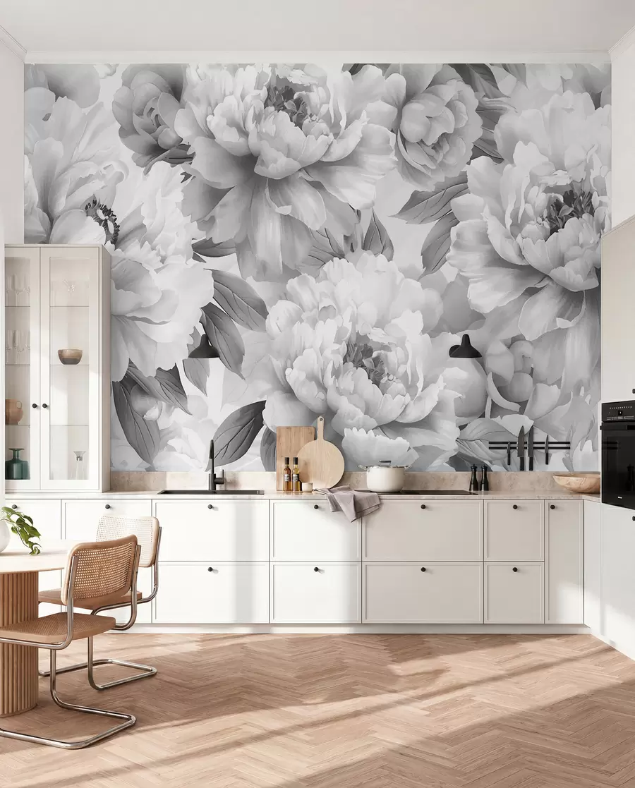 Fototapetes Melnbaltās peonijas w08068